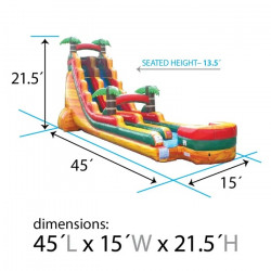22' High Orange Crush Tropical Slide W/ Slip And Slide - Jumptastic